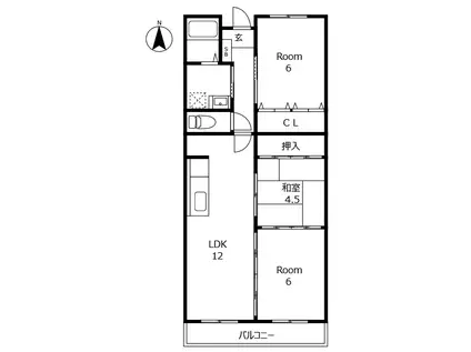 ビルド・ノーサイド(3LDK/1階)の間取り写真