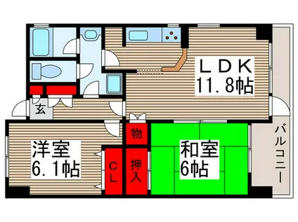 エスポワール東所沢(2LDK/1階)の間取り写真
