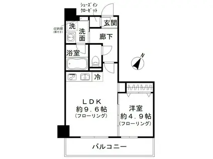 ガーデンヒルズ柿の木坂(1LDK/6階)の間取り写真