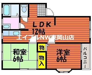 グレース松崎F(2LDK/2階)の間取り写真