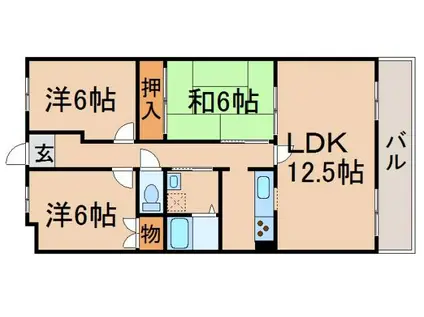 マンションソシア菊(3LDK/3階)の間取り写真