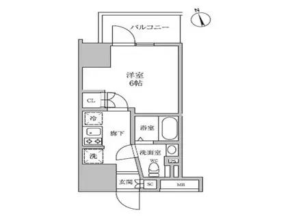 レジディア蒲田IV(1K/6階)の間取り写真