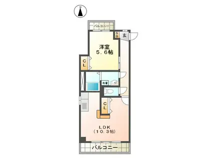 オー・エ・ヴァーレ(1LDK/2階)の間取り写真