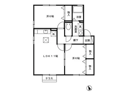 久良木ハイツII(2LDK/1階)の間取り写真