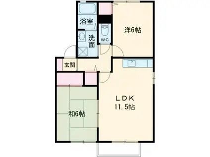 クロノス27飛田A・B(2LDK/2階)の間取り写真