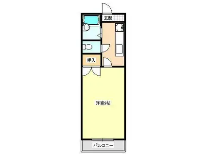 リヴィング若葉(1K/1階)の間取り写真