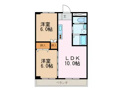 パステルハイツ(2LDK/2階)の間取り写真