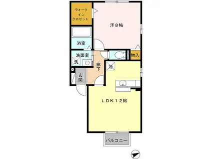 ドゥ・プランタン(1LDK/2階)の間取り写真