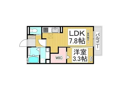 グリーンテラス長野駅東口(1DK/1階)の間取り写真