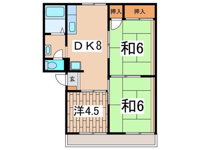 ルーセントハイツ桜ヶ丘B(3DK/2階)の間取り写真