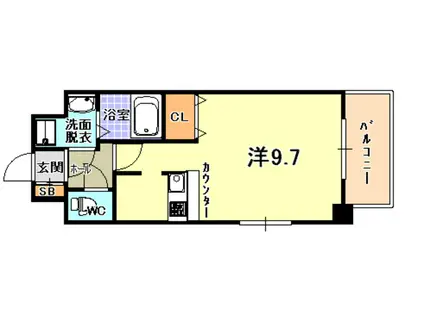 エイペックス神戸みなと元町COASTLINE(ワンルーム/8階)の間取り写真