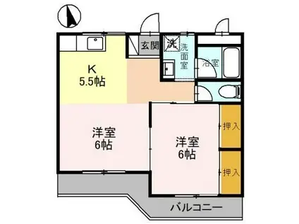 エクメーネ西沢(2K/3階)の間取り写真