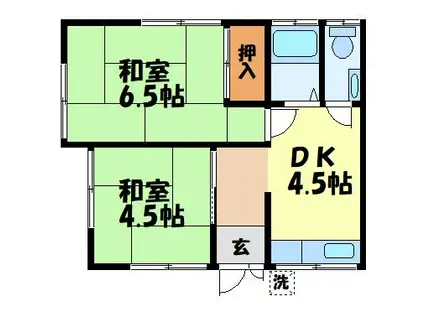 三信アパート(2DK/1階)の間取り写真