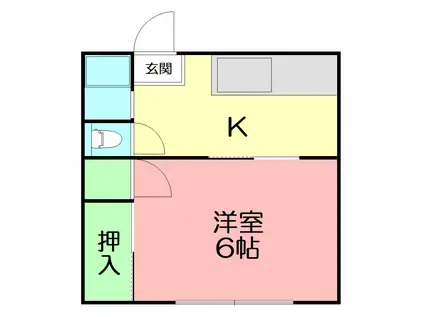 第3ミドリハイツ(1K/2階)の間取り写真