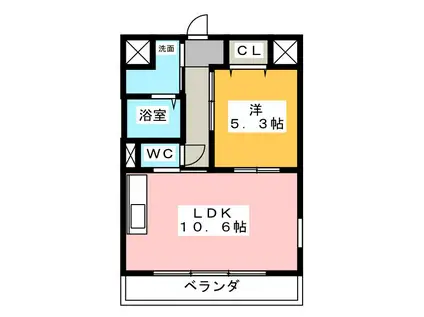 塔世西裏MSビル(1LDK/3階)の間取り写真
