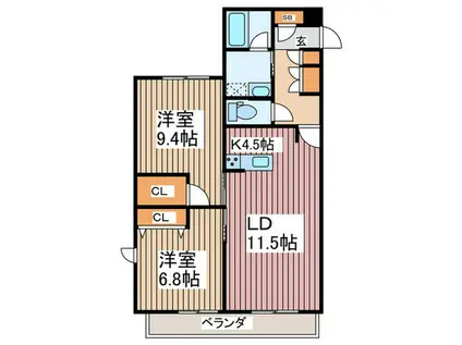 MAISON LUXE(2LDK/1階)の間取り写真