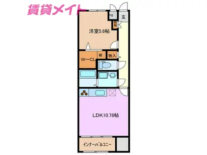 ヴァンクール(1LDK/2階)の間取り写真