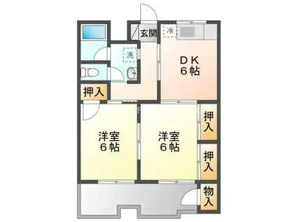 ヴィレッジ杉田B(2DK/1階)の間取り写真