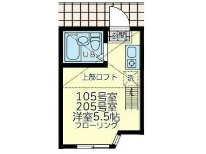 ユナイト境之谷プリンアラモード(ワンルーム/1階)の間取り写真