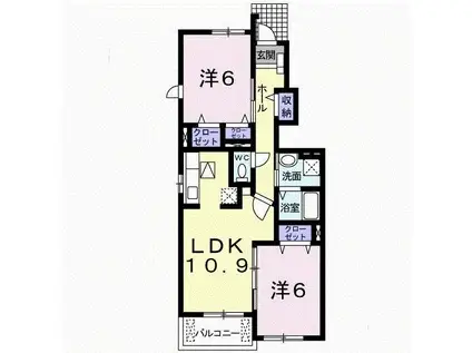 カーサ・フェリーチェ A(2LDK/1階)の間取り写真