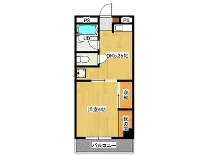 パークサイド茶木(1DK/5階)の間取り写真