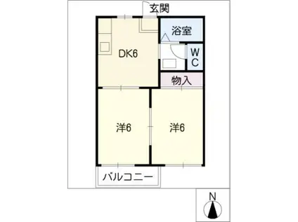 ファミールロジュマン(2DK/1階)の間取り写真