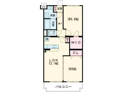 タンドレス(2LDK/2階)の間取り写真