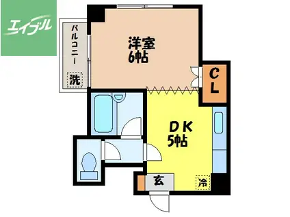 七福マンション八幡町(1DK/4階)の間取り写真