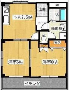 グランドゥール根崎(2DK/1階)の間取り写真