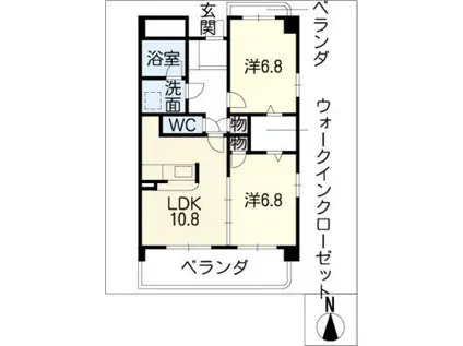 ＪＲ中央本線 春日井駅(ＪＲ) 徒歩16分 5階建 築18年(2LDK/2階)の間取り写真