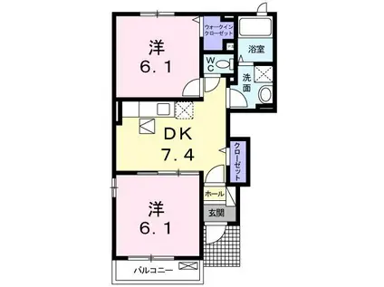パストラル レジデンス B(2DK/1階)の間取り写真