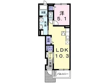 グアレンテ・ソウ(1LDK/1階)の間取り写真