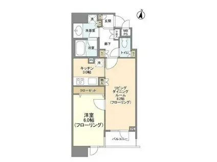 HF白金高輪レジデンス(1LDK/4階)の間取り写真