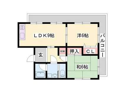 メゾンやすむろI(2LDK/3階)の間取り写真