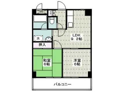 ドミールTS(2LDK/2階)の間取り写真