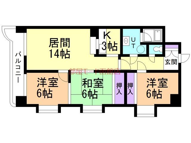 ミリオンパレス駒場(3LDK/2階)の間取り写真