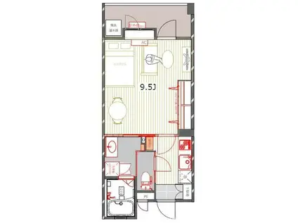 アントゥール薬院(1K/14階)の間取り写真