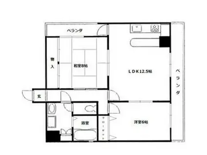 プロスピリティー四天王寺(2LDK/3階)の間取り写真