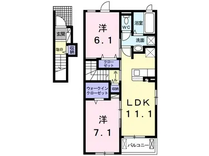 アベニールカルミア(2LDK/2階)の間取り写真