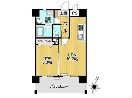 グランレーヴ中之町(1LDK/4階)の間取り写真