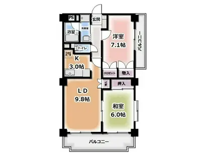 エーデルハイムII(2LDK/3階)の間取り写真