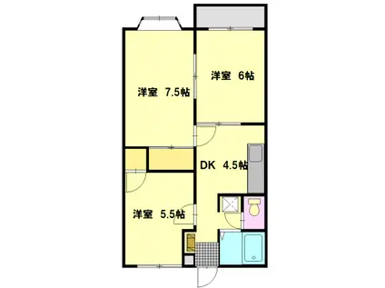 グリーンハイツフルハタ(3DK/1階)の間取り写真
