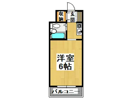 白鷺ハイツ(1K/2階)の間取り写真