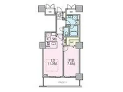 ロイヤルパークスタワー南千住(1LDK/9階)の間取り写真