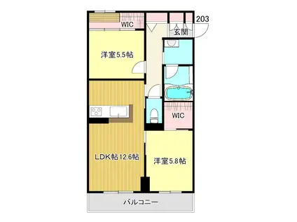 ブランバーチ ネスト(2LDK/2階)の間取り写真