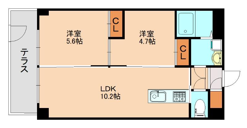 庭園レジデンス西館(2LDK/1階)の間取り写真