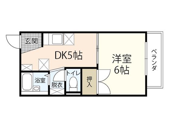 フレグランス藤井(1DK/2階)の間取り写真