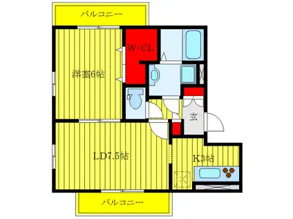 CLOCHETTE(1LDK/1階)の間取り写真