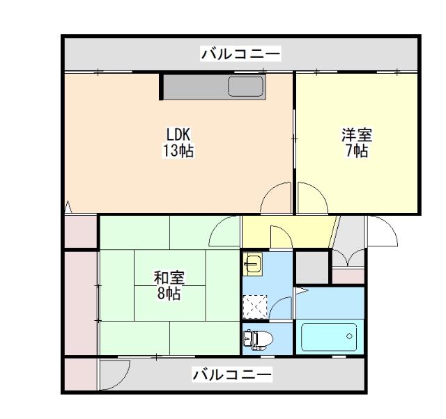 SKマンション(2LDK/2階)の間取り写真