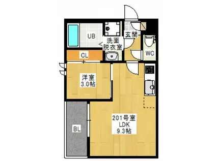 REGALEST 宇品御幸(1LDK/2階)の間取り写真